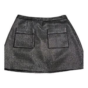 #316 PINK TARTAN Metallic Silver Mini Skirt
